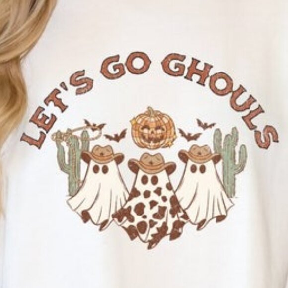 Let_s Go Ghouls Western Halloween Ghosties Shirt - Picture 3 of 3